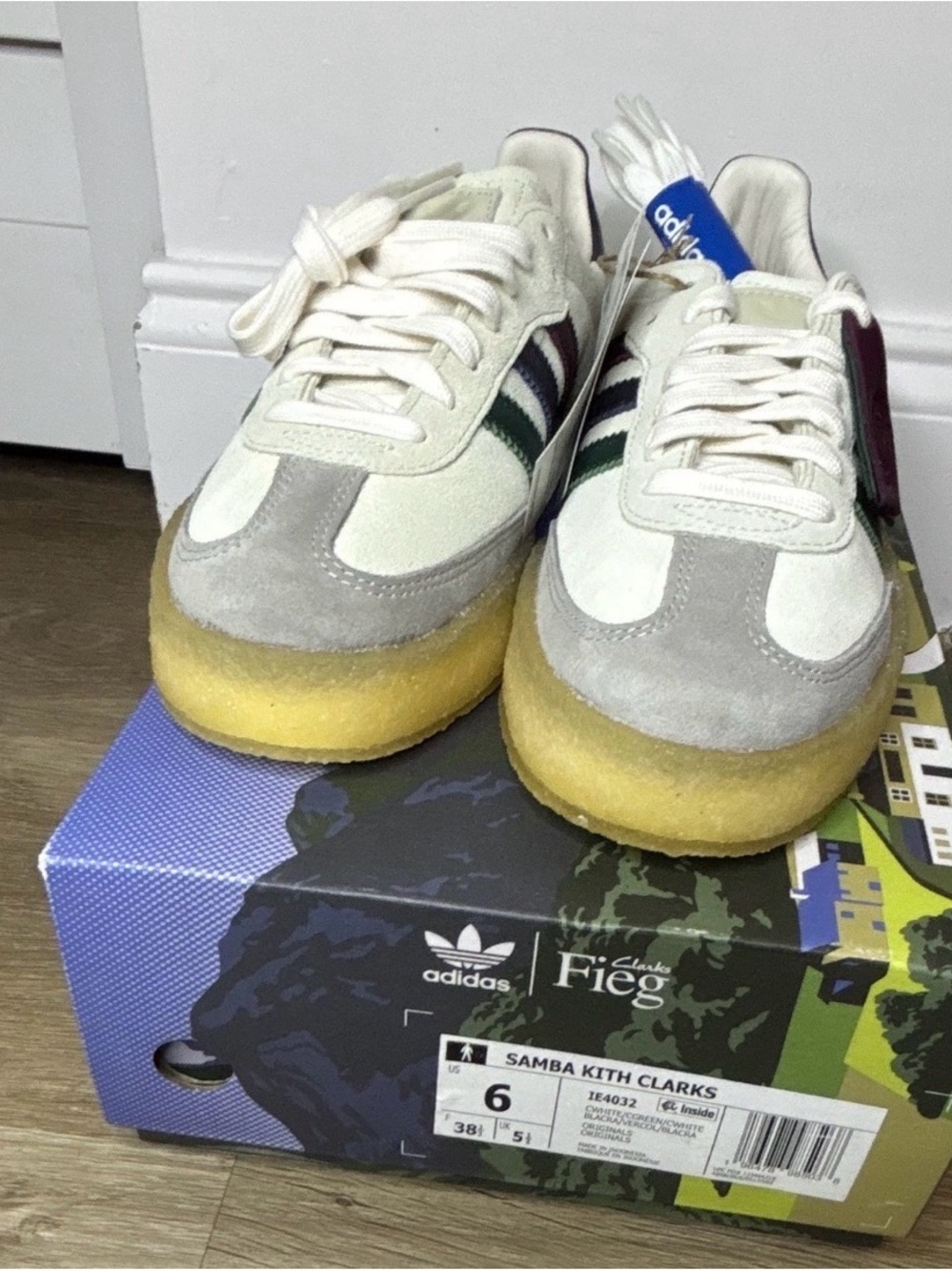adidas Samba Kith Clarks Cream, Gray & Green Low-Top Sneakers